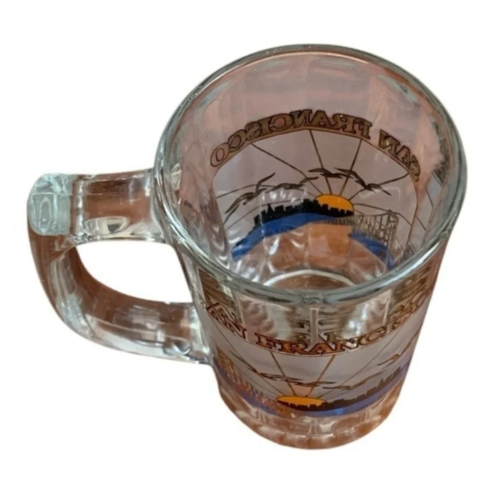 San Francisco Souvenir Glass Mug Ocean Bay Skyline 16oz 5.5